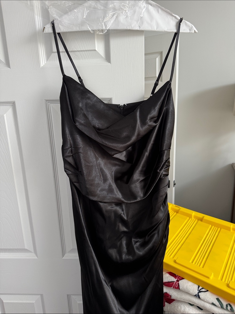 Birdy Grey Black Satin Cowl Maxi Dress